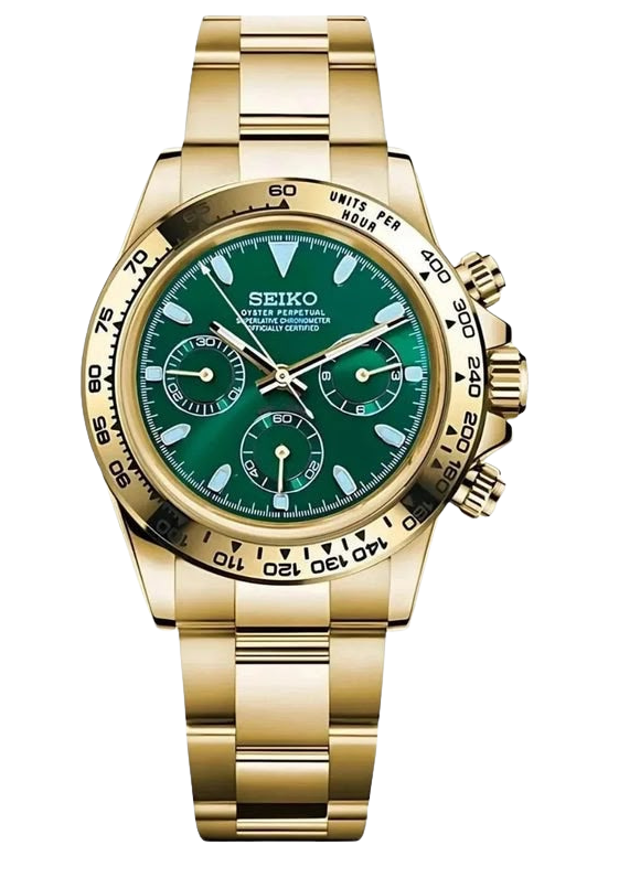 Seiko Mod Daytona Gold Green